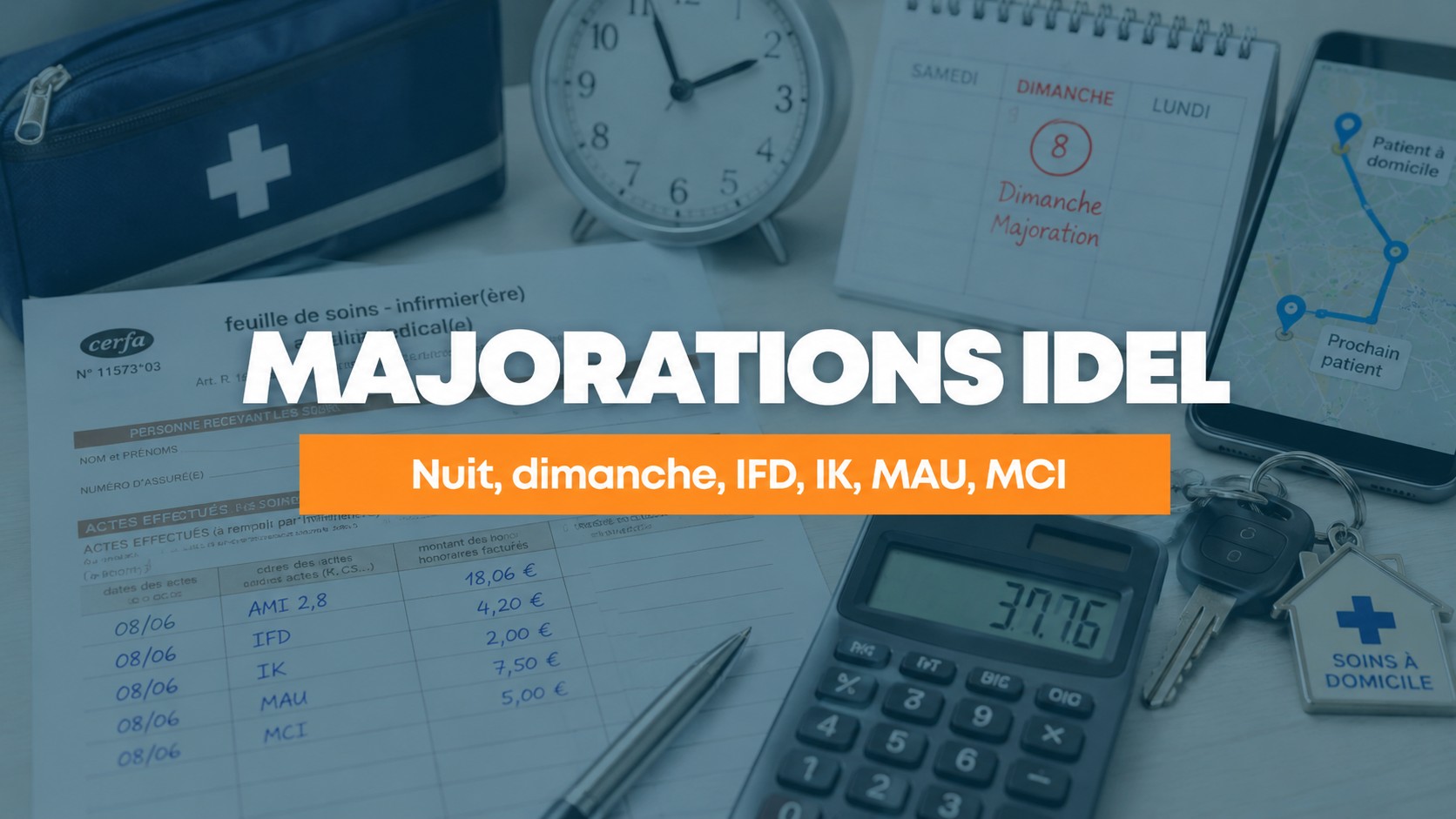 Majorations IDEL : nuit, dimanche, IFD, IK, MAU, MCI